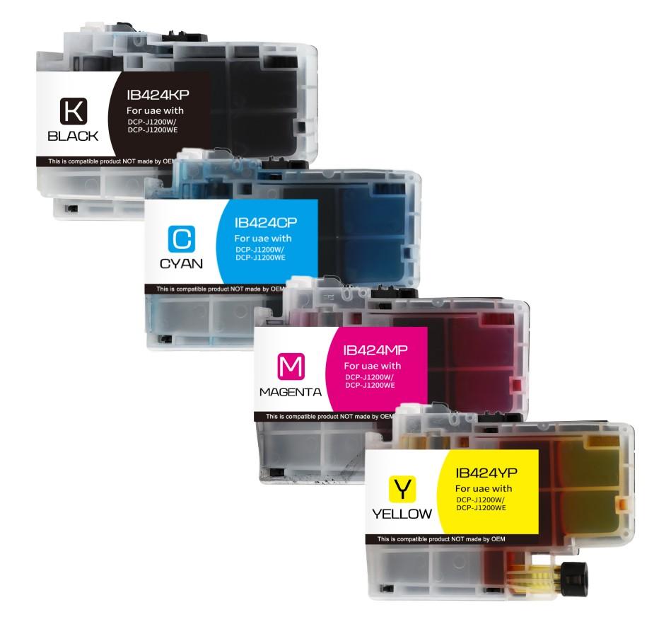 1 set of 4 Compatible Brother LC424 Ink Cartridges (LC424)